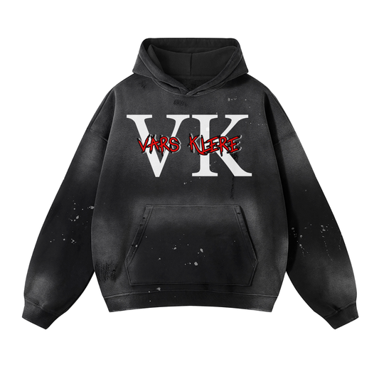 Vintage Wash Frayed Fleece Hoodie - 360 GSM